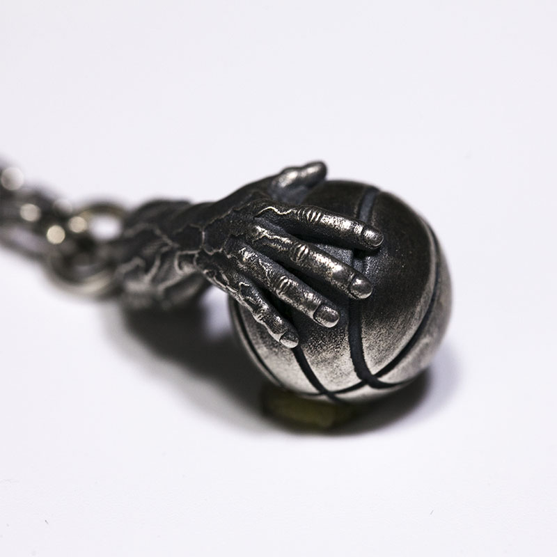 Sterling Silver 3D Basketball Pendant Necklace for Men (image for) Sterling Silver 3D Basketball Pendant Necklace for Men